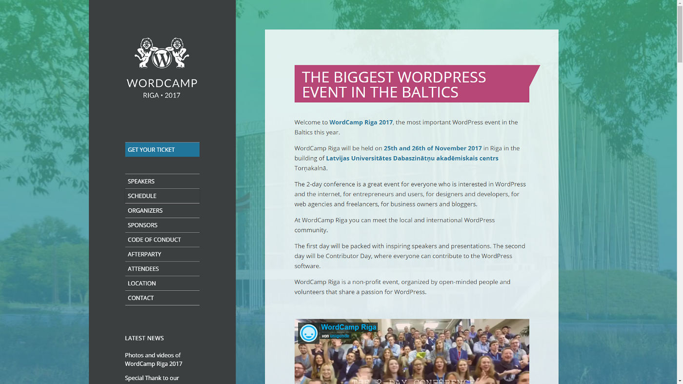 Webdesign für WordCamp Riga 2017
